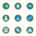 Heist icons set, flat style Royalty Free Stock Photo