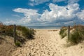 Hel, the entrance to the beach on the headland, the view of the sea, sand, dunes, vegetation on the dunes Royalty Free Stock Photo