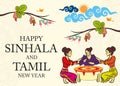 Happy Sinhala and Tamil New Year. Sri Lanka New Year, Vector illustration art. Royalty Free Stock Photo