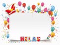 Helau Big Empty Paper Banner Balloons Jesters Cap Royalty Free Stock Photo