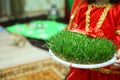 He held his hand in green Semeni . Navruz Nowruz holiday, the spring New Year holiday