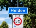 Helden, Limburg, The Netherlands - Sign of the urbanisation and speed limit Royalty Free Stock Photo