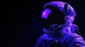 Helemet aesthetic astronaut puruple sci-fi background with on black Royalty Free Stock Photo