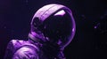 Helemet aesthetic astronaut puruple sci-fi background with on black Royalty Free Stock Photo