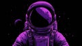 Helemet aesthetic astronaut puruple sci-fi background with on black Royalty Free Stock Photo