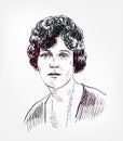 Helen Rowland vector sketch portrait isolated