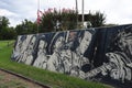 Helena Blues Legends Wall painting at the Helena Levee Walk, Helena Arkansas.