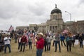 Helena, Montana - April 19, 2020: Senator Al Olszewski speaking at a protest liberty rally at the Capitol again the shutdown due