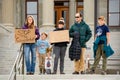 Helena, Montana - Nov 7, 2020: Family protests at Stop the Steal rally, perceive election was stolen from Donald Trump by Joe