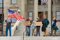 Helena, Montana - Nov 7, 2020: Family protests at Stop the Steal rally, perceive election was stolen from Donald Trump by Joe Royalty Free Stock Photo