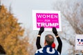 Helena, Montana / Nov 7, 2020: Protestor holding Women for Trump sign at Stop the Steal Rally at the capitol who believe the