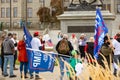 Helena, Montana / Nov 7, 2020: Protestors at Stop the Steal rally at the capitol pray and protest Joe Biden as president-elect, Royalty Free Stock Photo