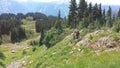 Heli drop biking on Rainbow Mountain