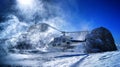 Heli ski, helicopter take off Royalty Free Stock Photo