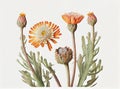 Helichrysum, Everlasting, Immortelle, Strawflower, Medicinal Plant, Abstract Generative AI Illustration