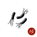 Helicobacter pylori bacteria black simple icon