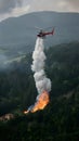 Helicopter aids firefighting efforts in Bergamo, Italy