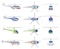 Helicopter aircraft vehicles. Avia transportation, city urban, private and medical rescue helicopter. Helicopter