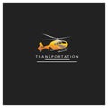 Helicopter airplane logo, transportation, color illustration on black background, vector design