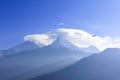 Helicopter and Annapurna mountain range, Poonhill, Nepal