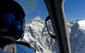 Helicopter approaching the Jungfrau peak