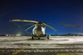 Helicopter asleep at night apron Royalty Free Stock Photo