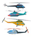 Helicopter Aviation. Helicopters cartoon. Avia transportation isolated on white