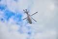 helicopter on the background of the sky sky and clouds Royalty Free Stock Photo