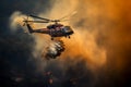 Helicopter battles wildfire, dropping water to quell the raging inferno