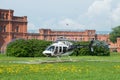 The helicopter Bell 407GX RA-01605 on the airfield in the sunny May afternoon