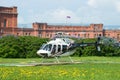 Helicopter Bell 407GX (RA-01605) on the landing site at the front of the Museum of artillery