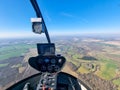 A helicopter cockpit over the Kent Countryside, England Royalty Free Stock Photo