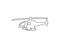 Helicopter continuous line drawing. One line art of aircraft, copter.