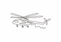 Helicopter continuous one line drawing minimalism vector. Transportation vehicle theme design single sketch hand drawn