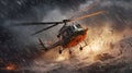 Helicopter Crashes In A Storm. Generative AI Royalty Free Stock Photo