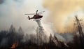 The helicopter drops water on forest fire Creating using generative AI tools Royalty Free Stock Photo