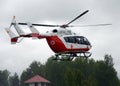 Helicopter emergency medical aid EU-145 on the range of Noginsk rescue center EMERCOM of Russia at the International Salon `Integr