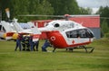 Helicopter emergency medical aid EU-145 on the range of Noginsk rescue center EMERCOM of Russia at the International Salon `Integr