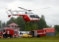 Helicopter emergency medical aid EU-145 on the range of Noginsk rescue center EMERCOM of Russia at the International Salon `Integr
