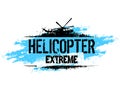 Helicopter Extreme Ride Creative Vector Banner Concept On Grunge Background