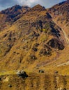 Helicopter ferrying pilgrims in Kedarnath Valley, Himalayas, Uttarakhand, India