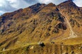 Helicopter ferrying pilgrims in Kedarnath Valley, Himalayas, Uttarakhand, India