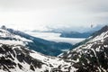 Helicopter flies over Alaska landscape