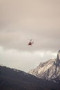 Helicopter flight over the city of Ushuaia. Land of Fire. Royalty Free Stock Photo