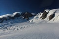 Helicopter flight over the Franz Josef Glacier with a snow landing at the top Royalty Free Stock Photo