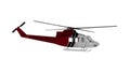 Helicopter flight on white background. Side view. 3d rendering