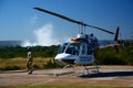 Helicopter flight on Zambezi river and Victoria Falls. Zimbabwe Royalty Free Stock Photo