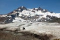 Helicopter flying over Mount Garibaldi Royalty Free Stock Photo