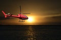 Helicopter flying over Florida Keys