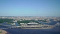 Helicopter flying over Zenit arena stadium in Saint-Petersburg